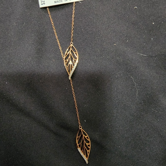 14k rg on SS diamond necklace - Picture 1 of 3
